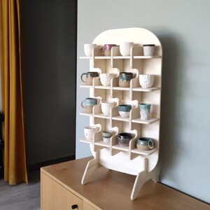 Mini Cell 16-cup-wooden Coffee Cup Mug Rack With Shelf.rustic Modern ...