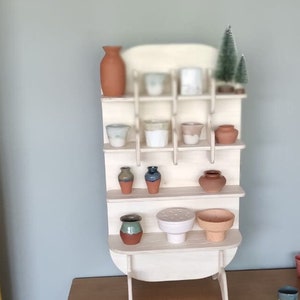 Mini Cell 8 Display -Cup-Wooden Coffee Cup Mug Rack with Shelf Modern Wood Wall Mounted Mug Shelf Display,Tea Cup Holder, Coffee Display