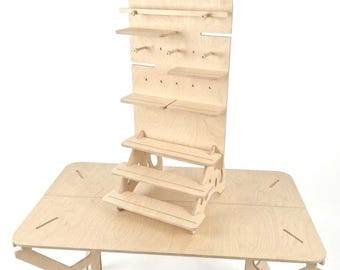 Pebble Mini ,wooden shelf, tiered display, retail display, collapsible stand, market stall, retail shelves, craft fair, vendor stand