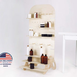 Pebble Maxi,wooden shelf, tiered display, retail display, collapsible stand, market stall, retail shelves, craft fair, vendor stand