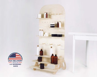 Pebble Maxi,wooden shelf, tiered display, retail display, collapsible stand, market stall, retail shelves, craft fair, vendor stand