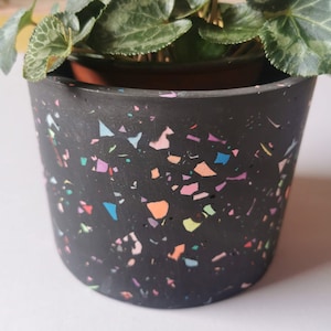 Handmade Large Plant Pot / Rainbow Neon Terrazzo / Jesmonite pot / Eco resin / Round Pot / Storage Pot / Planters / indoor Plant Pot