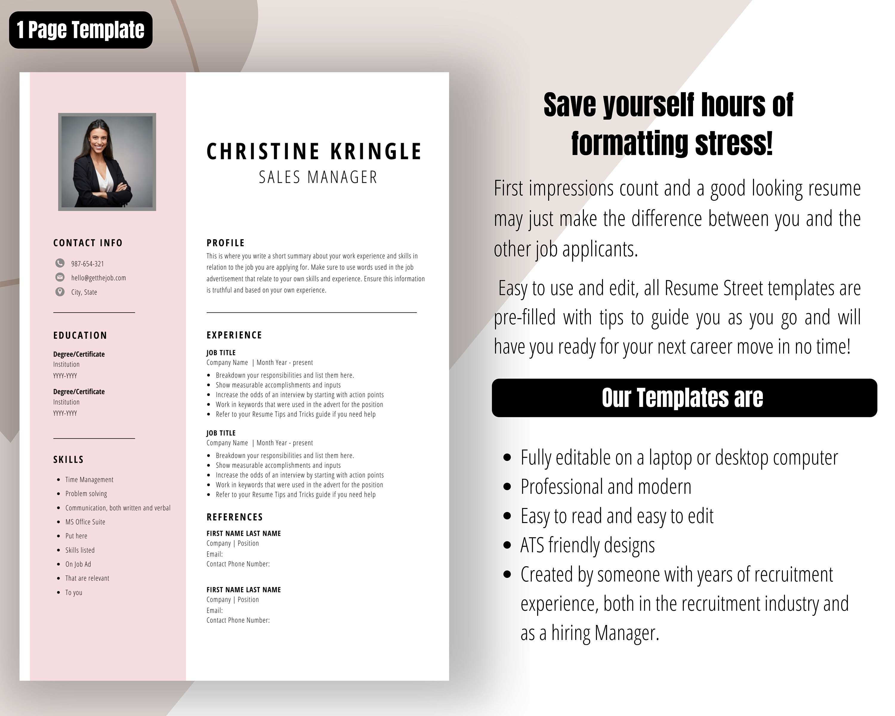 Canva Cv Template CV Creative Professional CV Cover - Etsy Canada