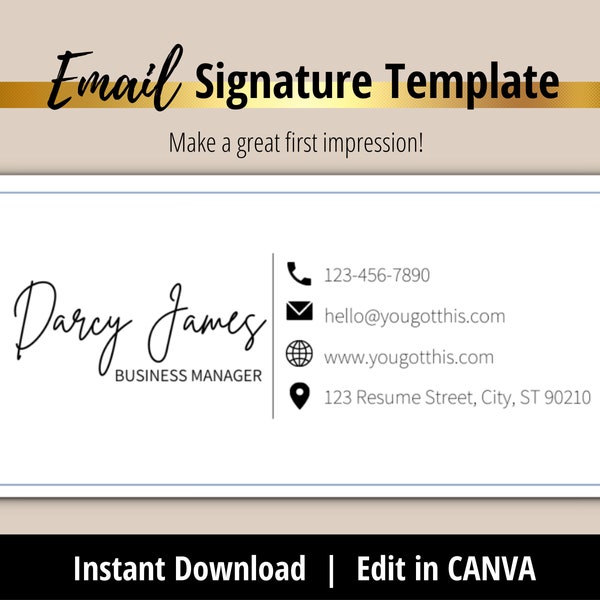 Modern Email Signature, Canva Email Signature Template,  Email Signature for Business, Email Design Outlook,  Email Signature for Gmail