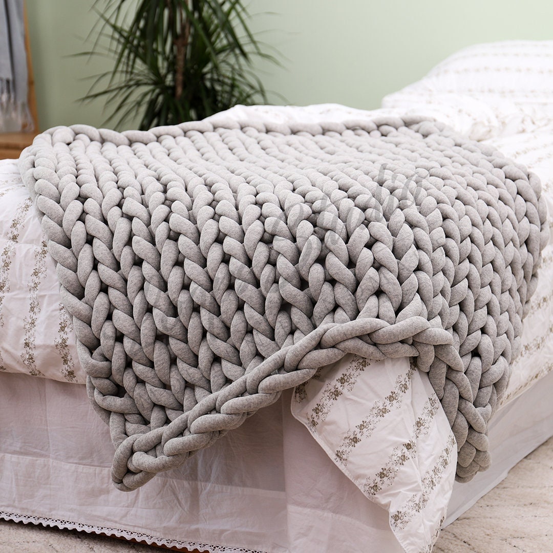 120x150cm home decor chunky knit throw blanket wool handmade arm knit super soft thick cable knit weighted blanket clearance