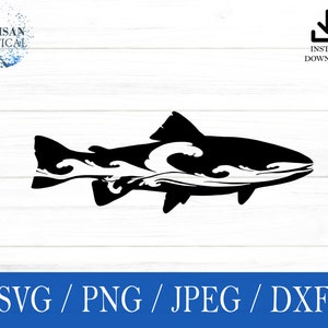Salmon svg, Fish SVG, Fishing svg, png, dxf, jpeg, digital download, Cut File, Cricut, Silhouette, Glowforge, Gift For Him, Craft