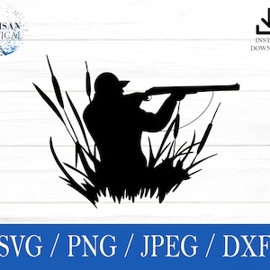 Svg chasseur, chasse au canard SVG, svg chasse, png, dxf, jpeg, téléchargement numérique, fichier de coupe, Cricut, Silhouette, Glowforge, cadeau pour lui, créations artisanales