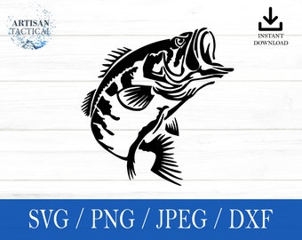 Bass svg, Fish SVG, Fishing svg, png, dxf, jpeg, download digital, arquivo cortado, cricut, silhueta, Glowforge, presente para ele, artesanato