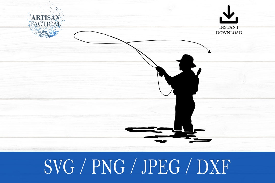 Fly Fishing Svg, Fly Fisherman SVG, Fish Svg, Png, Dxf, Jpeg