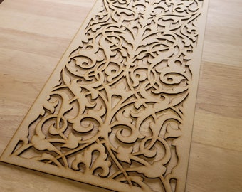 French Damask Laser-Cut MDF Panel: Radiator Cabinet Screen or Wall Art 0062