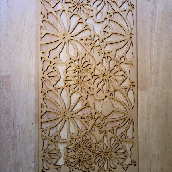 Floral Mushroom Decorative Screen for Radiator Cabinets | Laser-cut Panel | 2FT x 4FT | 3mm/6mm | Home Decor and Wall Art 0013