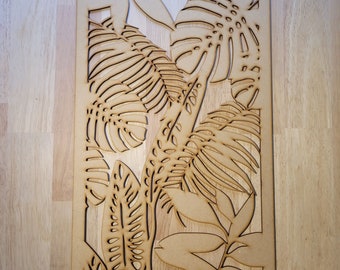 Jungle Leaf Laser-Cut MDF Panel: Radiator Cabinet Screen or Wall Art 0044