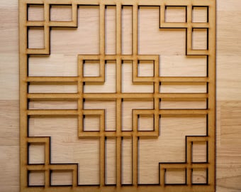 Asian Grille MDF Radiator Cabinet Screen: Geometric Trellis Decor (2ft x 2ft) 017