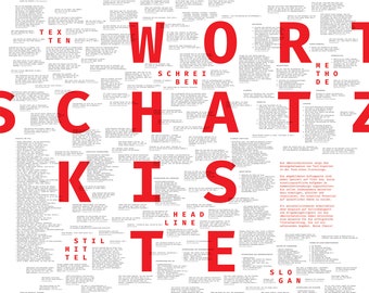 Wortschatzkiste, DIN A0 Infografik, Plakat, Poster, Text, Design, Werbetext, Schrift, Texthilfe, Lehrmaterial, Lernmaterial, Sprache