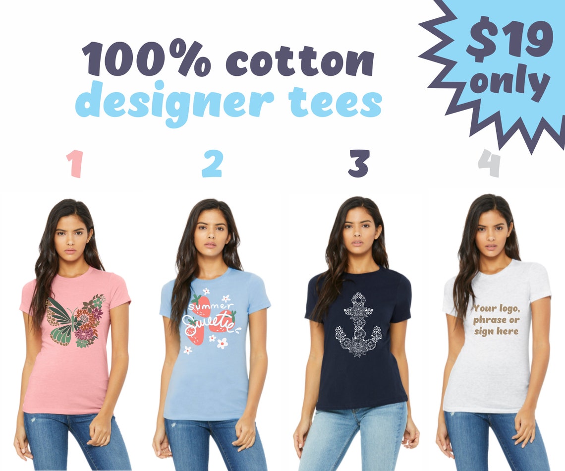 Tshirt tee with handmade custom print best gift 100 cotton Etsy