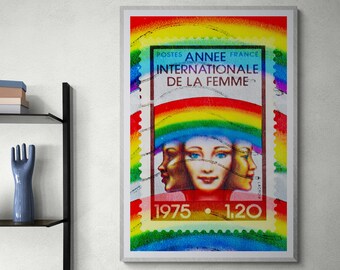 Stamp Collection Art- International Year of the Woman 1975- Contemporary Photographic Artwork