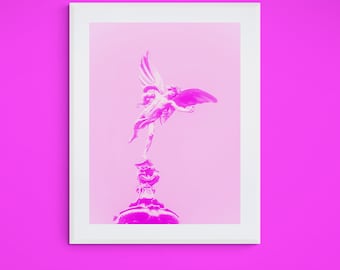 Eros Piccadilly Art Print- Pink-London Fine Art Contemporary Limited Edition Print