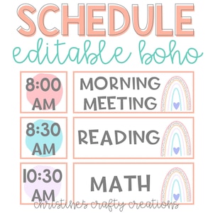 BOHO Daily Schedule l Editable