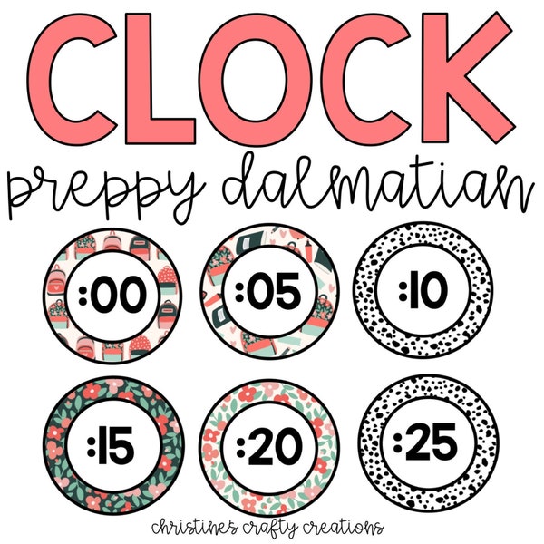 Preppy Dalmatian Clock Labels