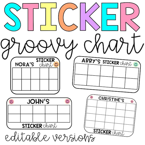 Groovy Leopard and Dalmatian Sticker Charts l Editable