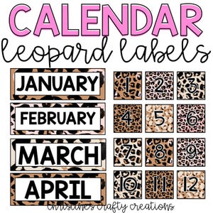 Leopard Calendar Labels l Editable