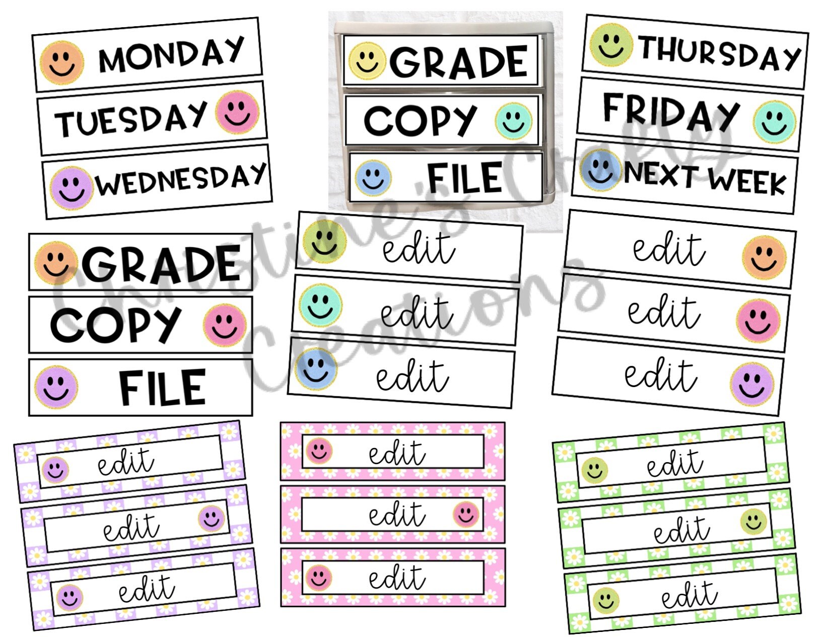 Retro Daisy Drawer Labels L Editable - Etsy