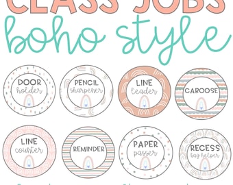 BOHO Classroom Jobs l Editable