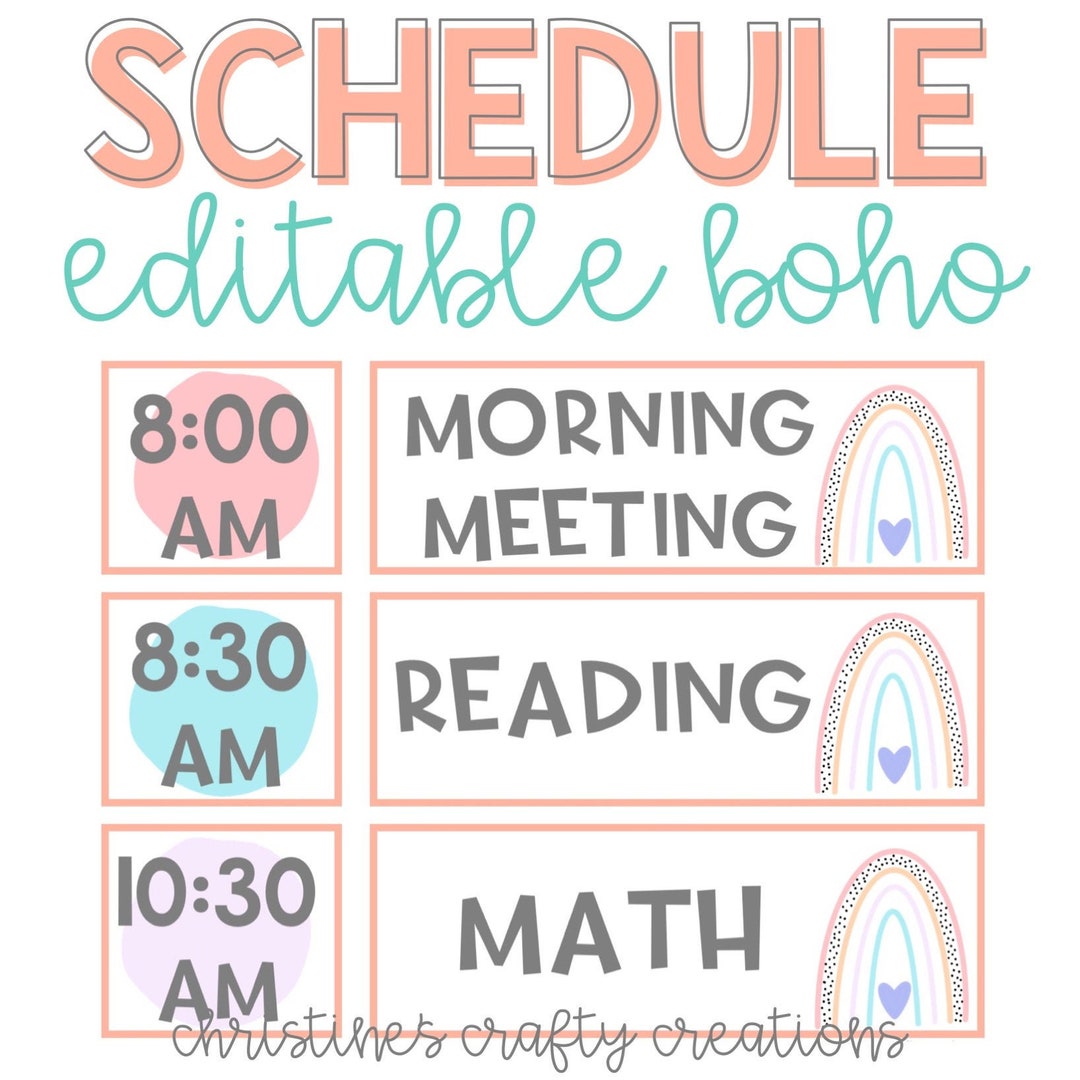 BOHO Daily Schedule L Editable - Etsy