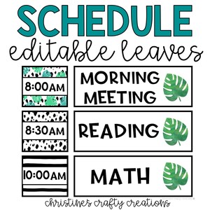 Tropical Leaves Schedule l Editable