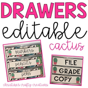 Cactus Drawer Labels l Editable
