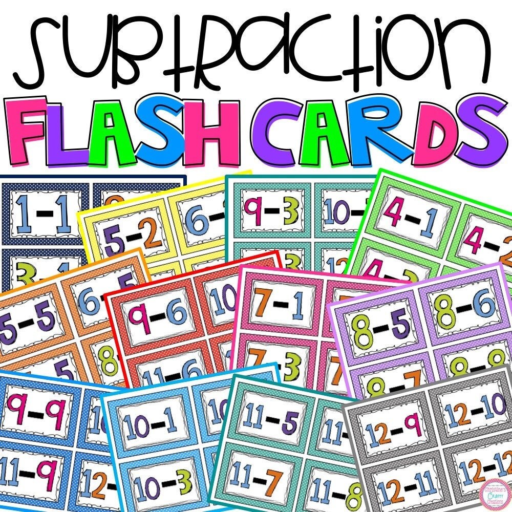 Subtraction Flash Cards - Etsy Ireland