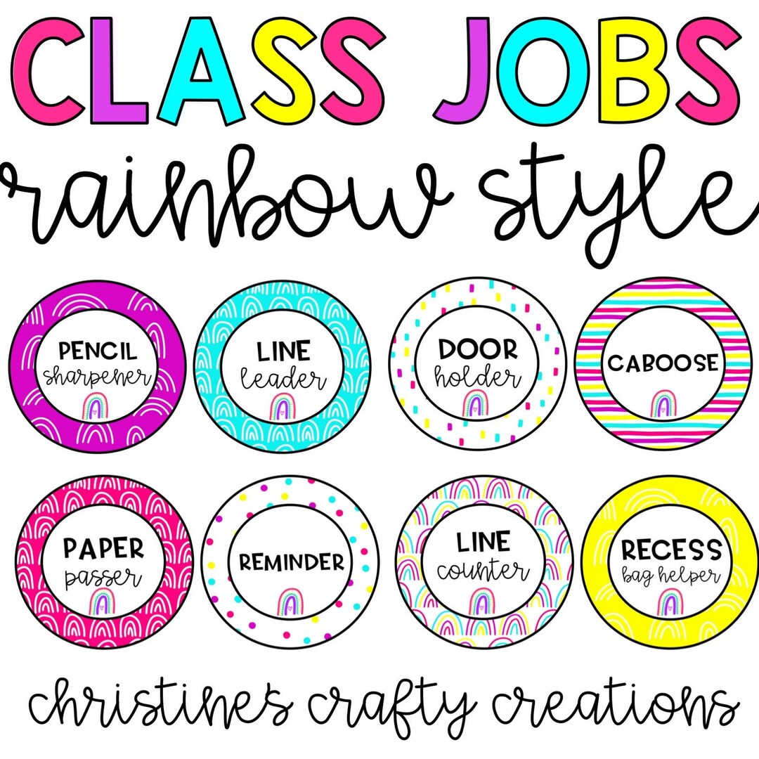 Bright Rainbow Boho Class Jobs L Editable Etsy
