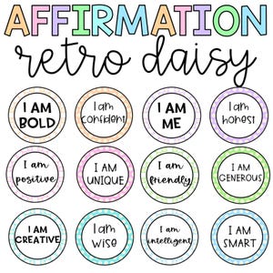 Retro Daisy Affirmation Circles l Affirmation Mirror