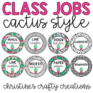 Cactus Classroom Jobs l Editable