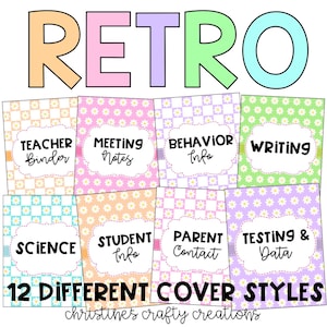 Retro Daisy Binder Covers and Spines l Editable
