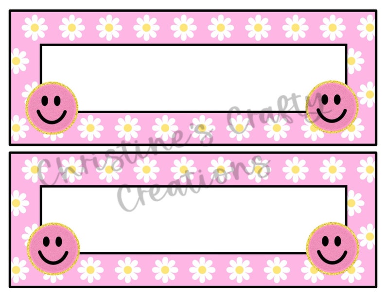 Retro Daisy Name Tags L Editable Etsy