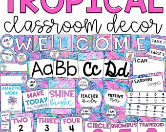 Preppy and Tropical Classroom Decor Mega Bundle
