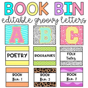 Groovy Leopard and Dalmatian Book Bin Labels l Editable