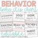 BOHO Behavior Chart L BOHO Clip Chart L Editable - Etsy