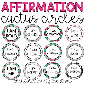 Cactus Affirmation Circles l Affirmation Mirror