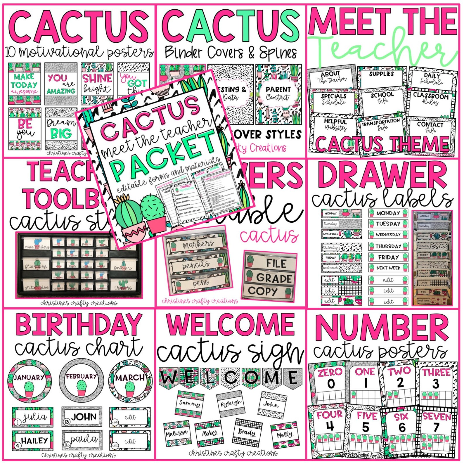 Cactus Classroom Decor Bundle Etsy