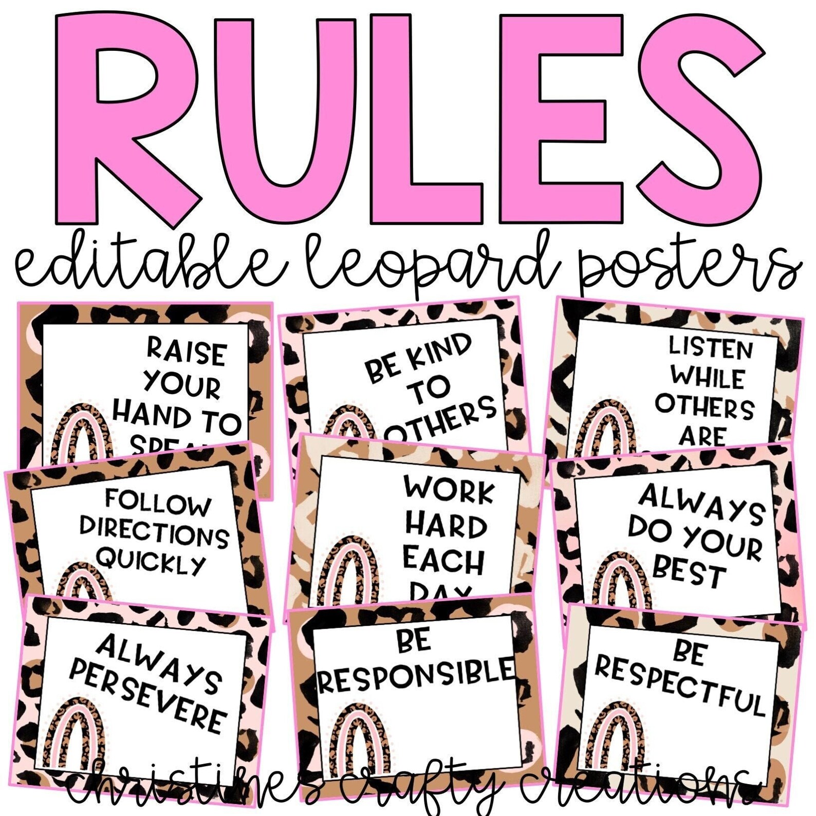 Leopard Classroom Rules Posters L Editable - Etsy