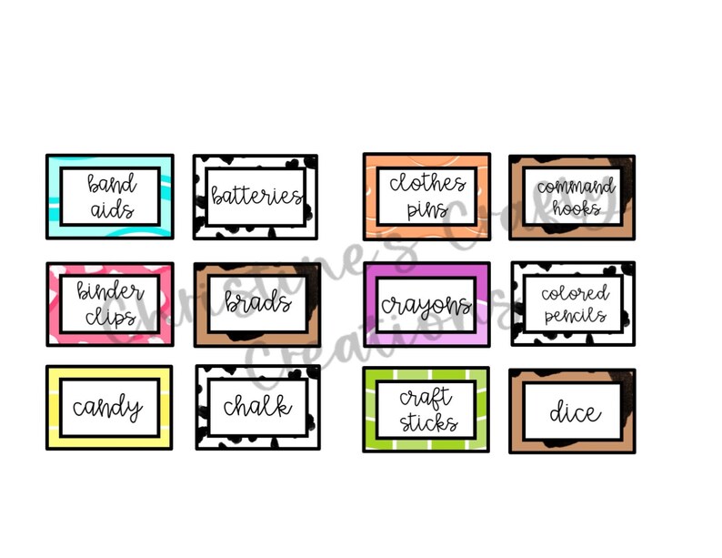 Groovy Leopard and Dalmatian Toolbox Labels L Editable - Etsy