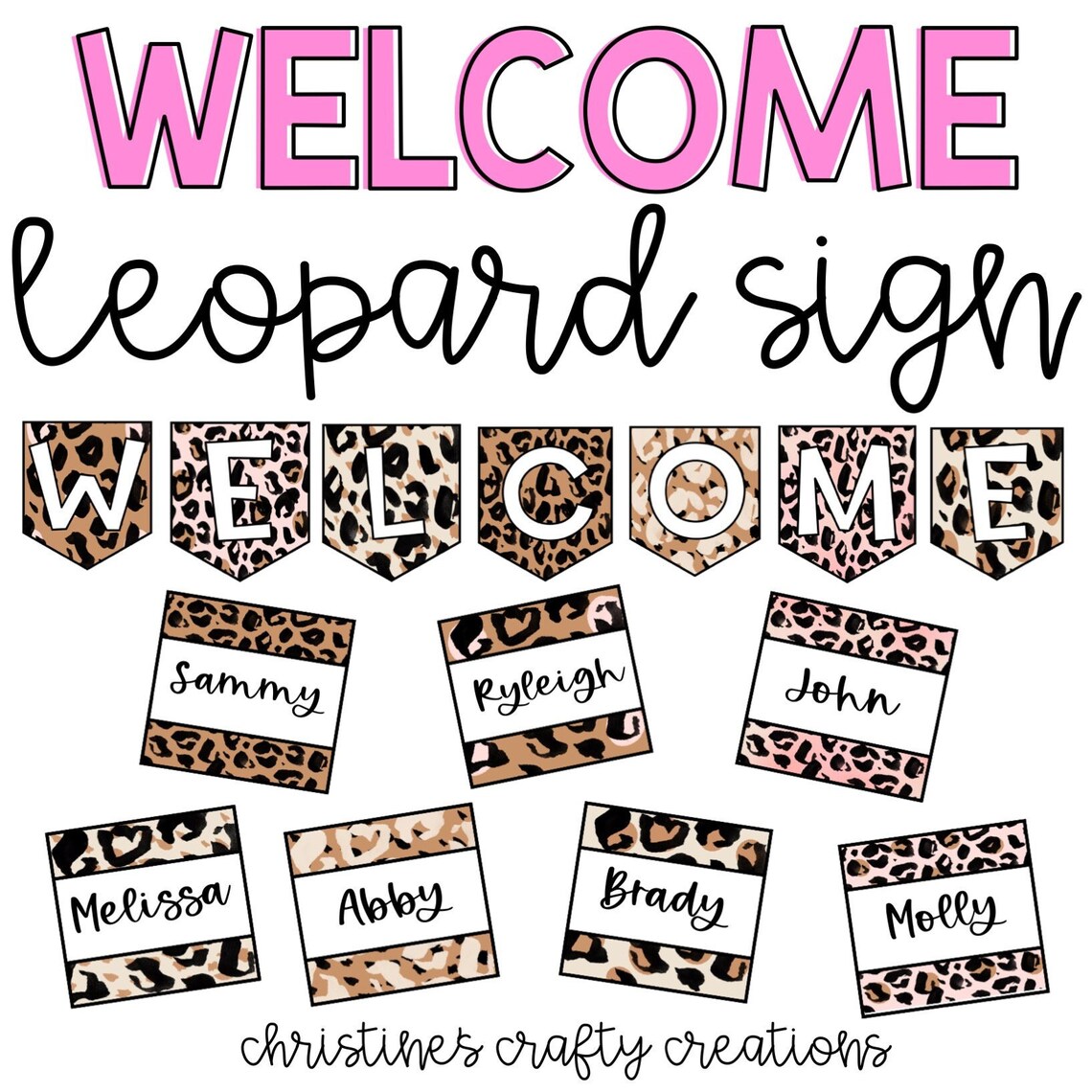Leopard Welcome Sign L Editable Leopard Door Labels L Leopard | Etsy