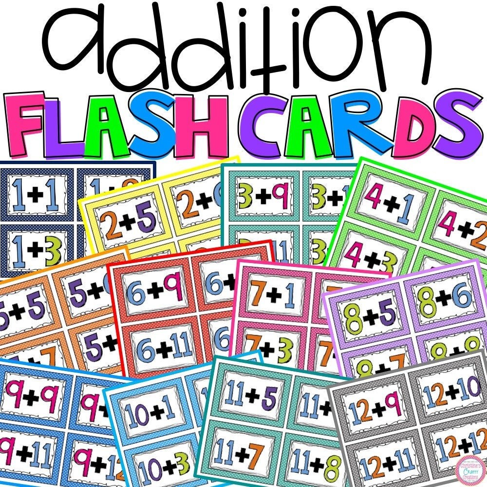 Addition Flash Cards - Etsy