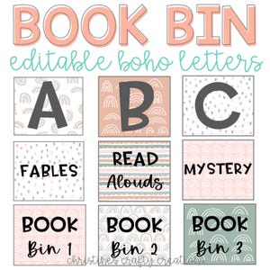 BOHO Book Bin Labels