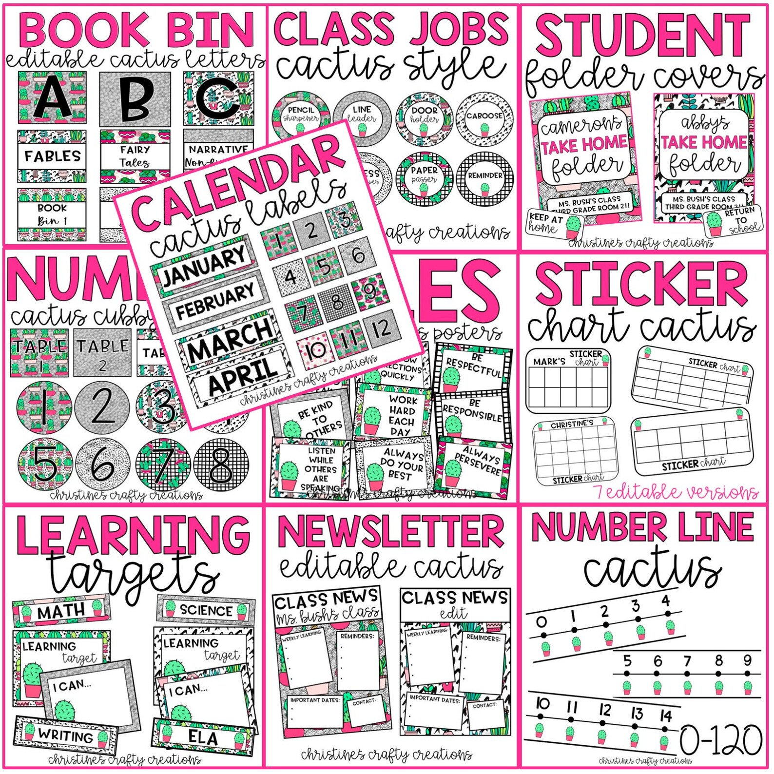 Cactus Classroom Decor Bundle Etsy