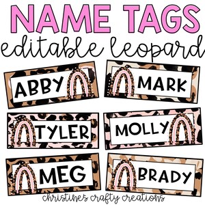 Leopard Name Tags l Editable