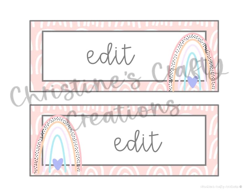 BOHO Name Tags L Editable - Etsy