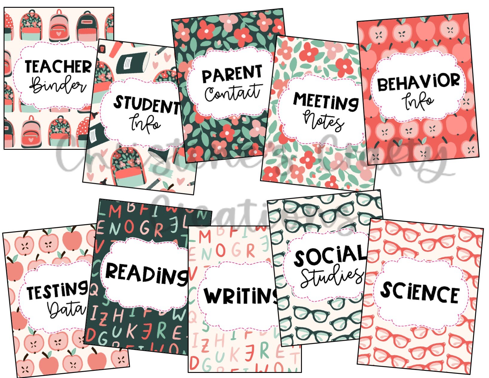 Preppy Dalmatian Binder Covers and Spines L Editable - Etsy